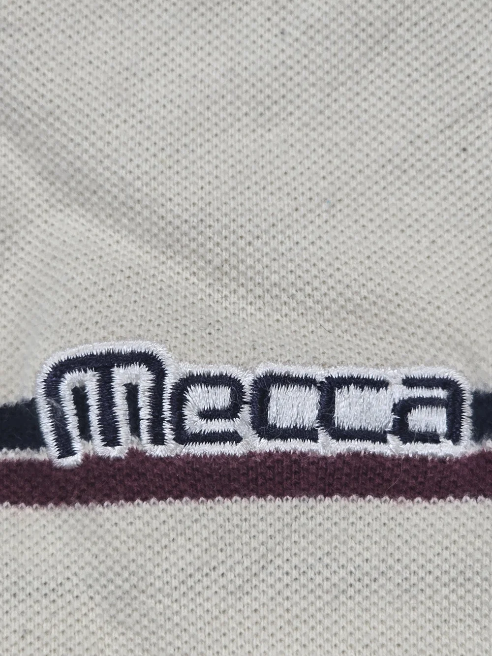Vintage Mecca Cream Polo with Red and Black Stripes Size XL